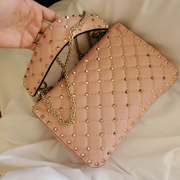 Spike bag Valentino pink lambskin - Picture 4 of 8